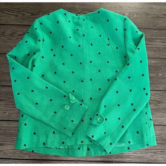 Tulle Green and Navy Wool Blend Blazer Size Medium - Picture 2 of 7